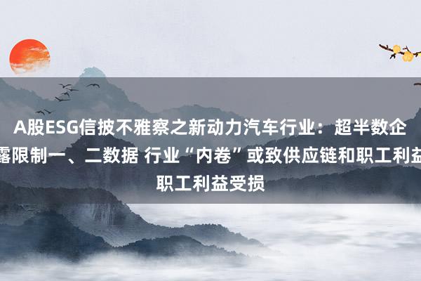 A股ESG信披不雅察之新动力汽车行业：超半数企业显露限制一、二数据 行业“内卷”或致供应链和职工利益受损