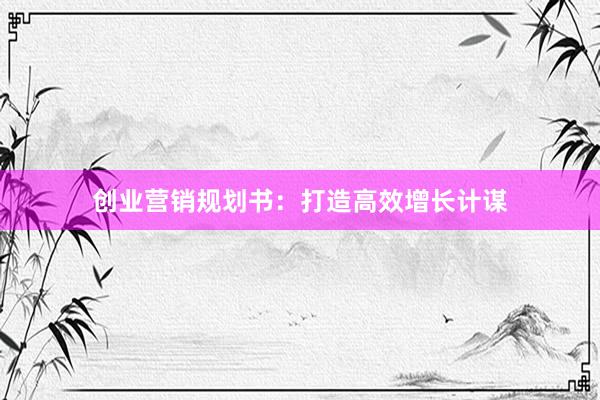 创业营销规划书：打造高效增长计谋